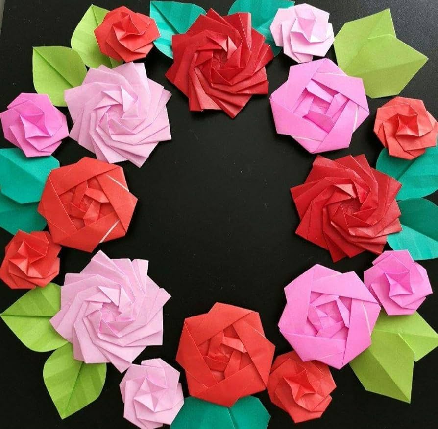 Amazon.co.jp: 薔薇折り紙 ばら壁面飾り 6月壁面飾り バラ